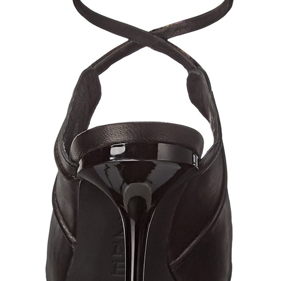 NWOT L.A.M.B. Bambi Black Leather Lace Up Heels. Size 10M - Picture 4 of 12